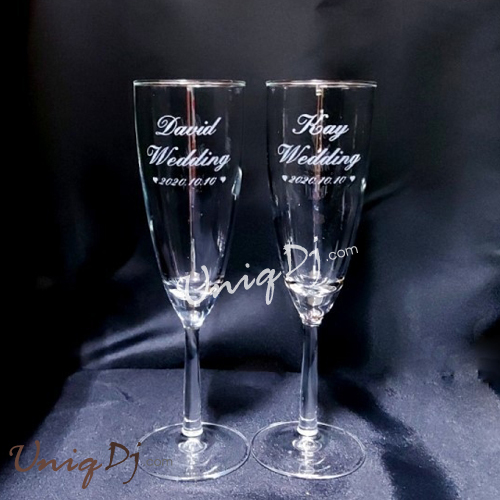 客製化刻字杯-海芋親親香檳杯